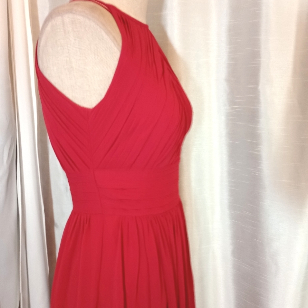 Bill Levkoff Formal Dress, Sleeveless Pleated bodice, Cut Out Back, Red, Long 4 - Picture 9 of 9